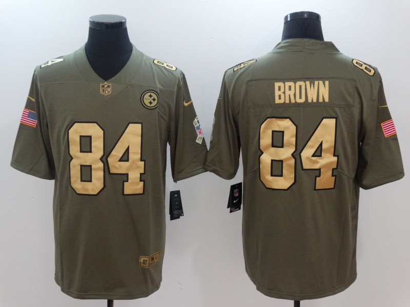 Men Pittsburgh Steelers #84 Brown Gold Anthracite Salute To Service Nike NFL Limited Jersey